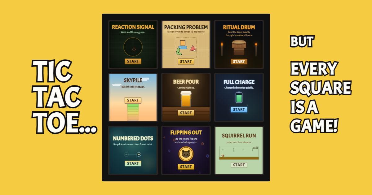 I built a multiplayer game that is essentially Tic Tac Toe, but every square is a minigame logo